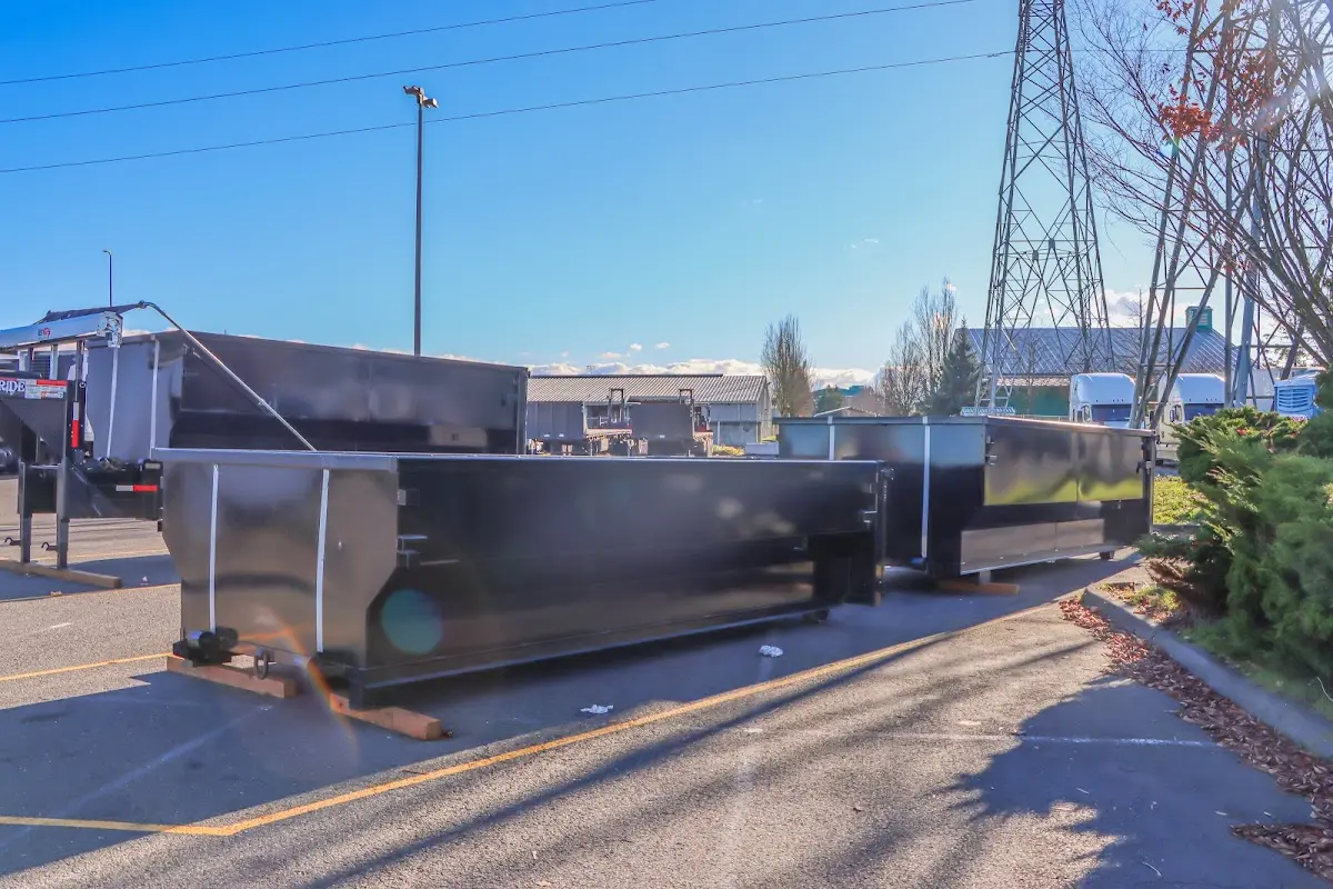 Roll-off dumpster ready for waste disposal at job site for Roll Off Dumpster Rental in Mint Hill